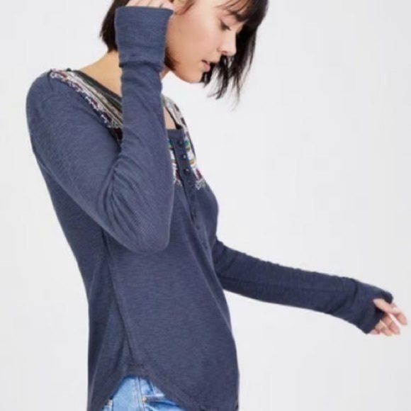 Free People “Fairisle Thermal Top” size large - Picture 5 of 5